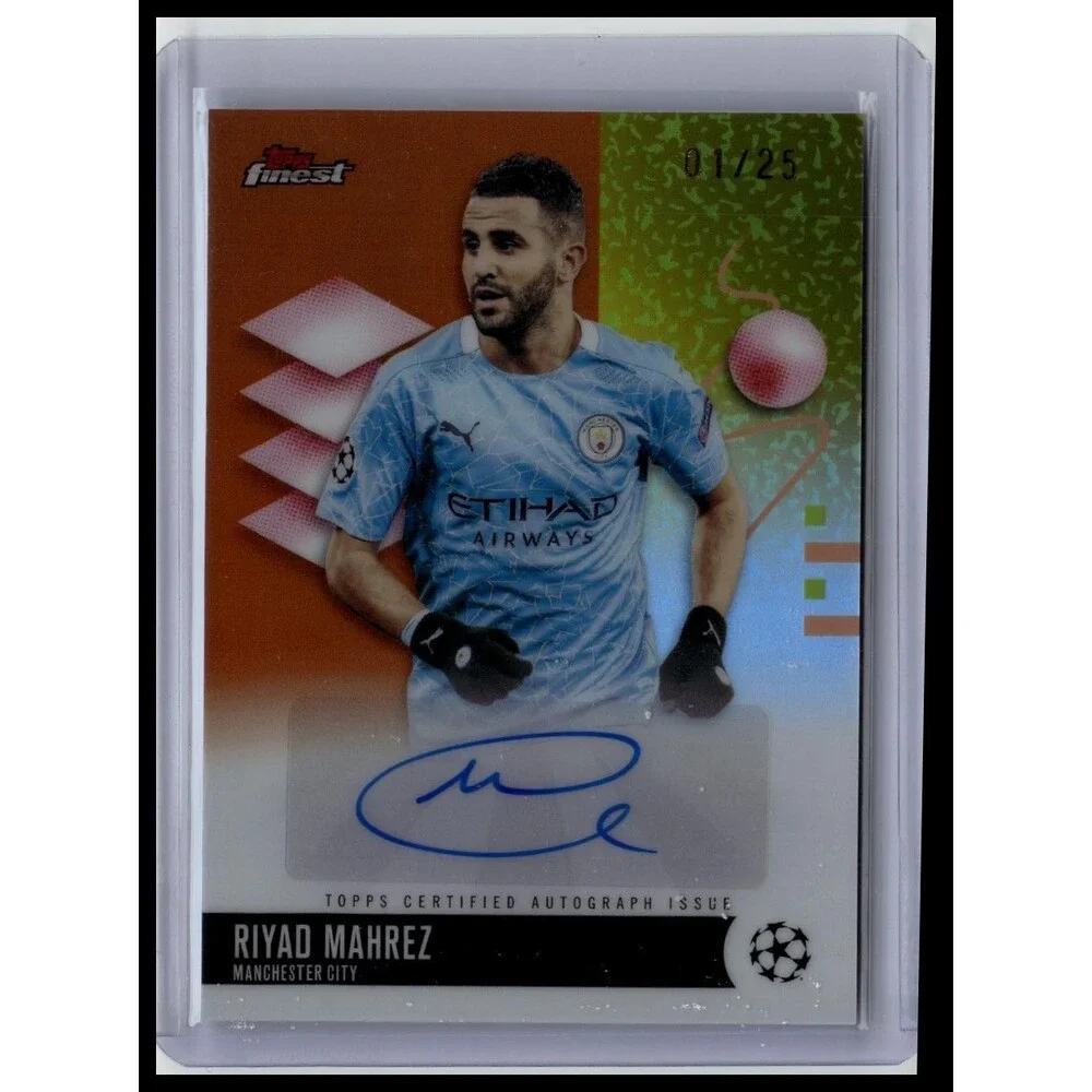 Topps Finest UCC 25-26 Riyad Mahrez Auto 01/25 Orange Refractor Man City Bookend